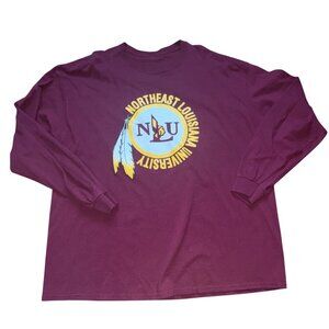 Northeast Louisiana University Adult Long Sleeve Shirt-Maroon-XXL-GUC